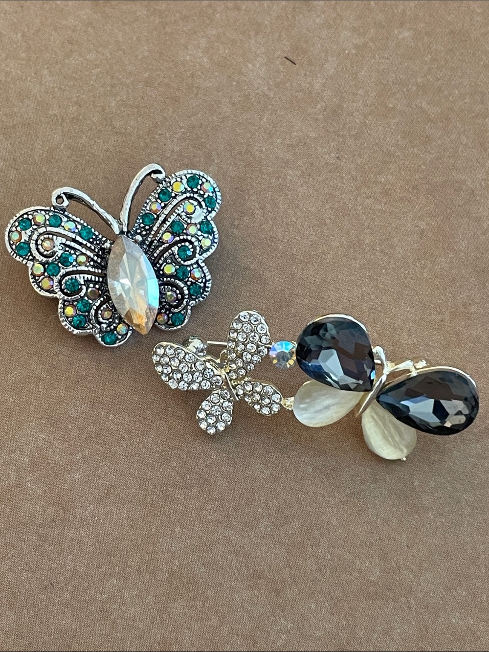 Butterfly bundle Brooch Set - Multicolor and Black Crystal Accents